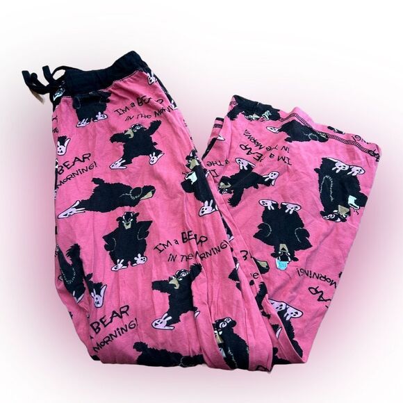 Women’s Lazy One I’m a Bear In The Morning Funny Pajama Pants - Picture 1 of 5